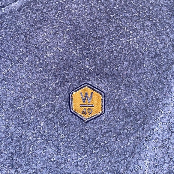 Men’s fur sweater. West 49. Navy blue and tan. Hooded - Picture 2 of 2